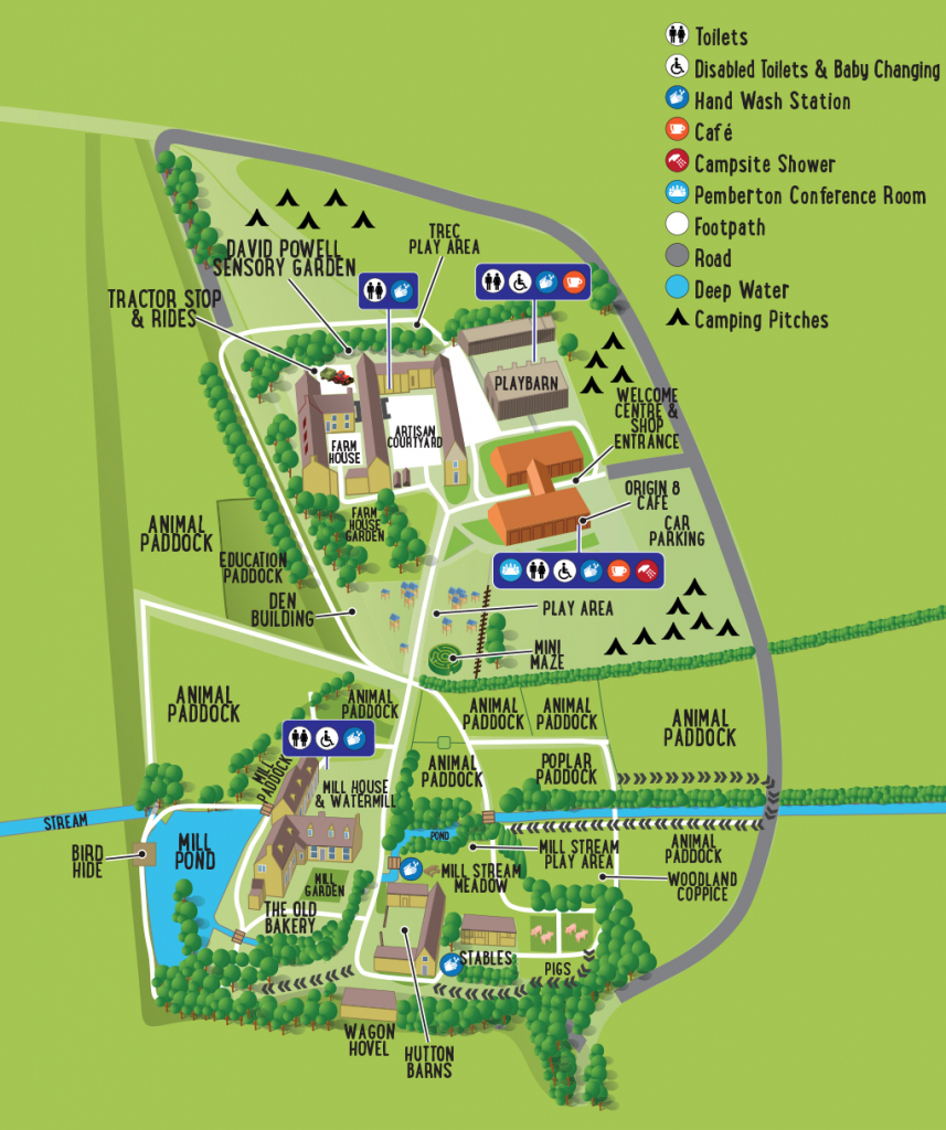 sacrewell farm site map with overview of all facilities